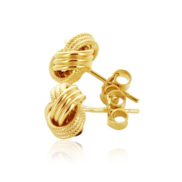 10k Yellow Gold Love Knot with Ridge Texture Earrings - alternate view 3
