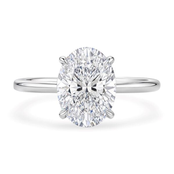 2 Carat Oval Lab Grown IGI G/VS1 Diamond Solitaire Ring in 14K White Gold - alternate view 2
