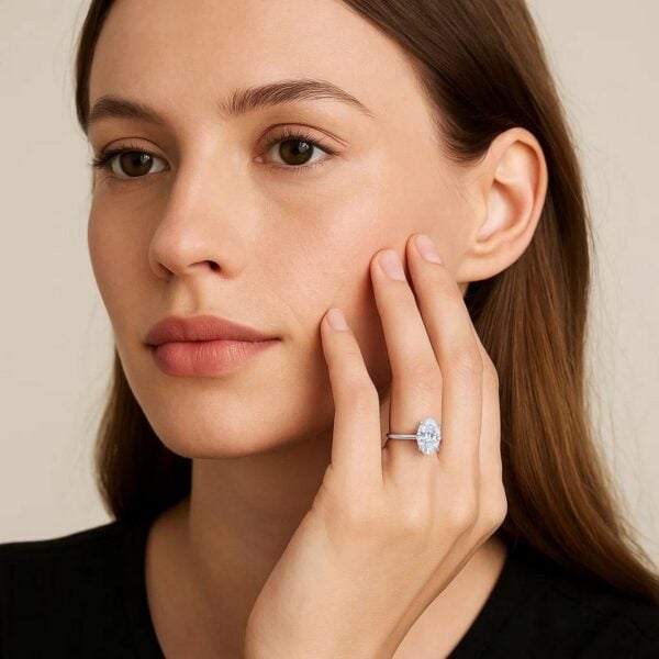 2 Carat Oval Lab Grown IGI G/VS1 Diamond Solitaire Ring in 14K White Gold - alternate view 4