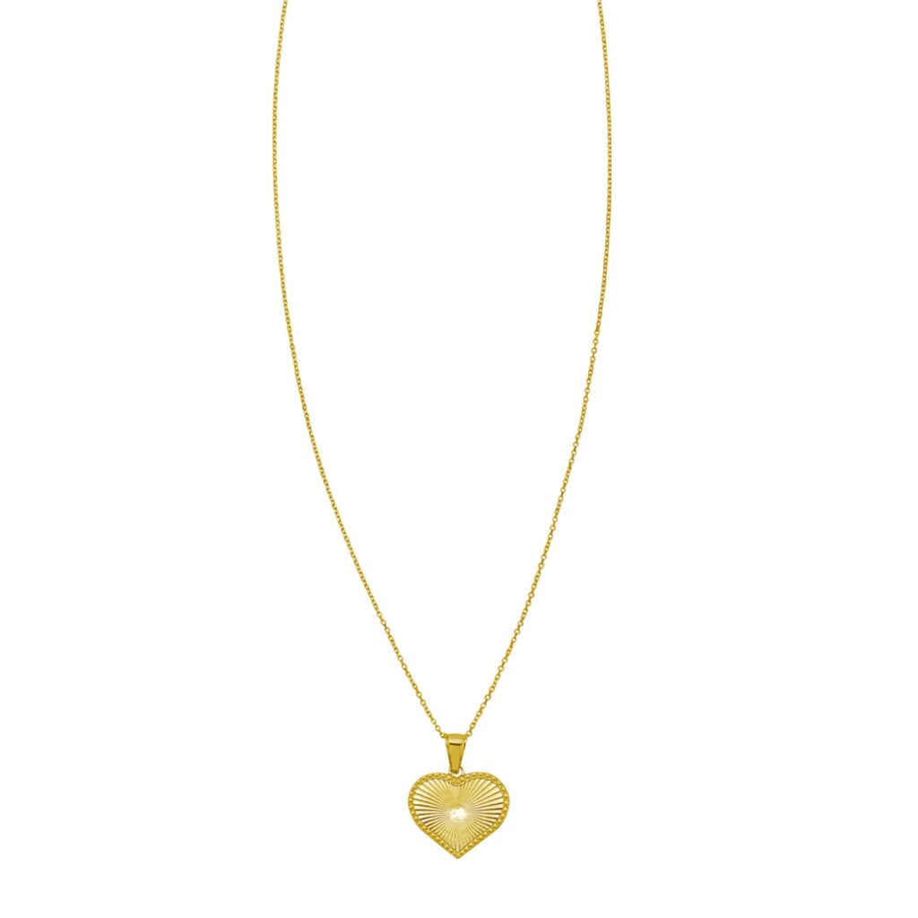 14K Yellow Gold Radiating Heart Necklace