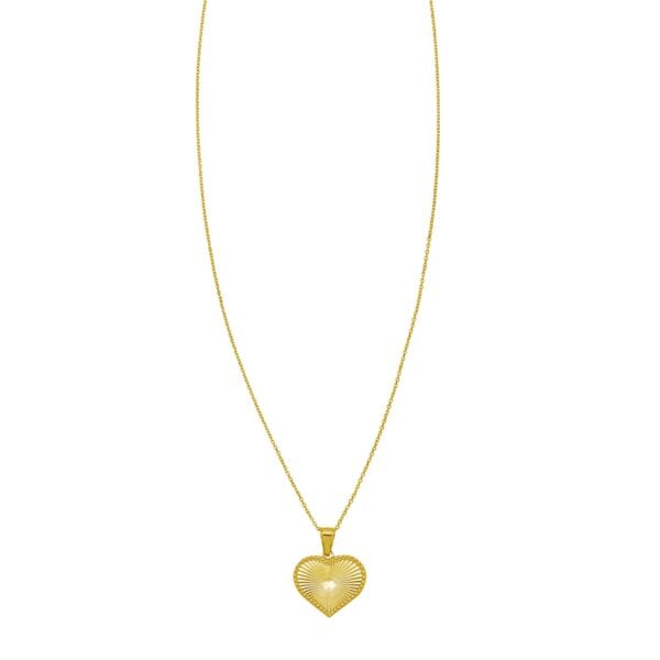 14K Yellow Gold Radiating Heart Necklace