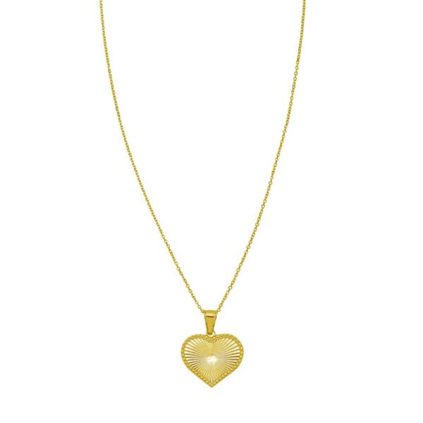14K Yellow Gold Radiating Heart Necklace - alternate view 3