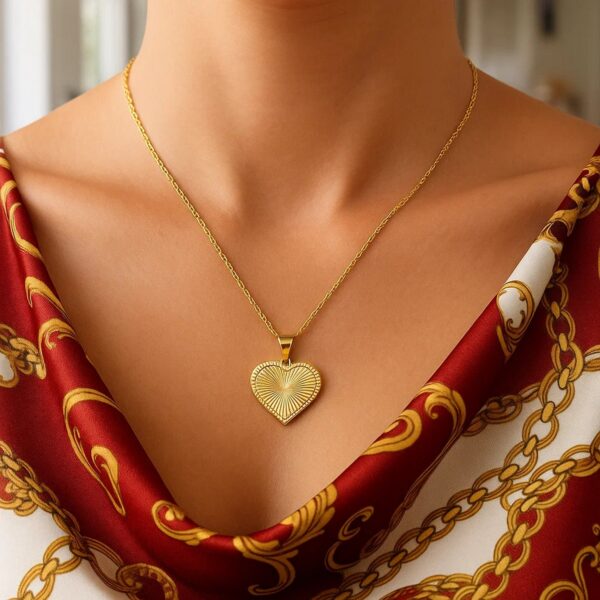 14K Yellow Gold Radiating Heart Necklace - alternate view 4