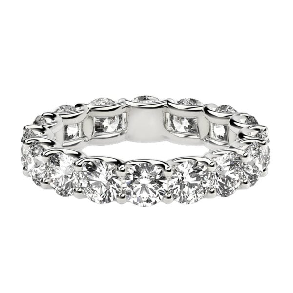 Round Cut Lab Grown Diamond Eternity Ring in 14k White Gold (4 cttw FG/VS2) - F-G - alternate view 2