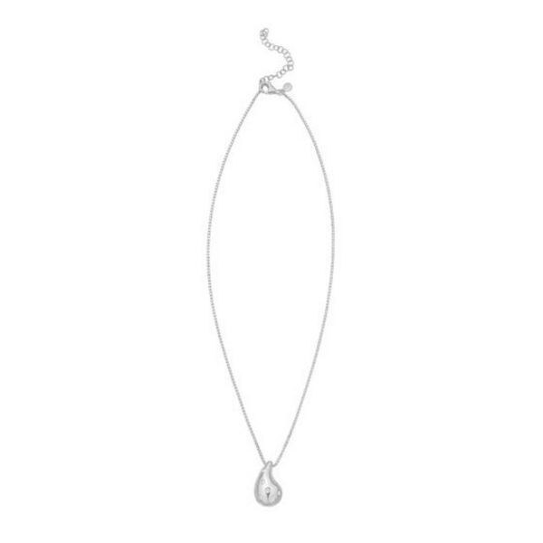 Sterling Silver Rhodium Plated Puffed Raindrop CZ Necklace - alternate view 2