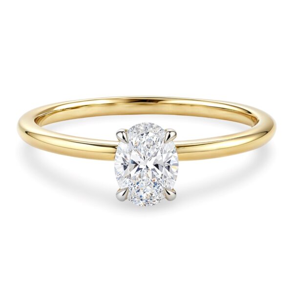1 Carat Oval Lab Grown IGI G/VS1 Diamond Solitaire Ring in 14K Yellow Gold - alternate view 2