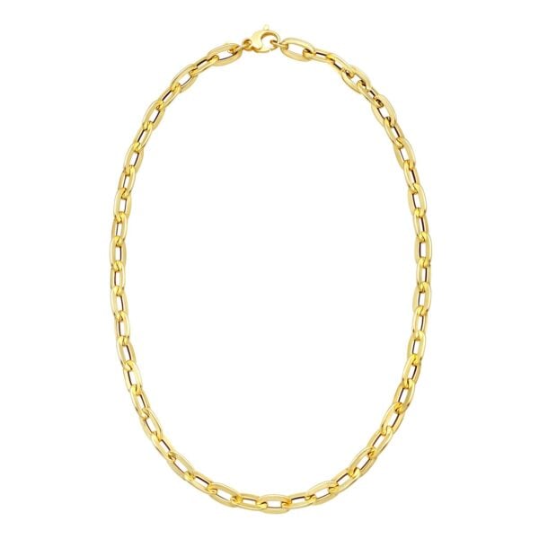14K Yellow Gold Long Mirror Rolo Link Chain Necklace (7.30 mm) - alternate view 2