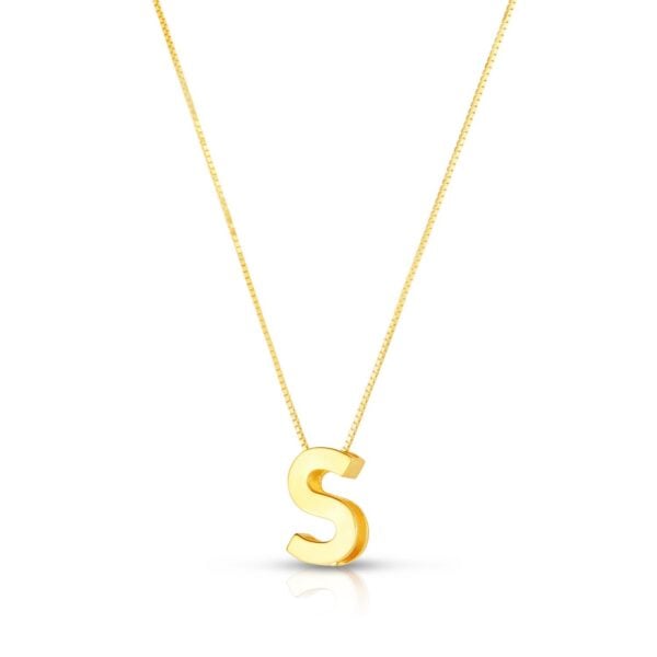 14K Yellow Gold Yours Truly Block Letter Initial S Necklace