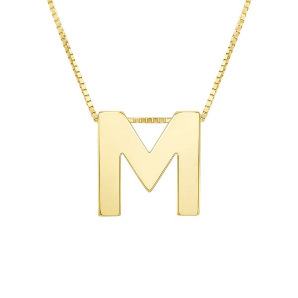 14K Yellow Gold Yours Truly Block Letter Initial M Necklace - alternate view 2