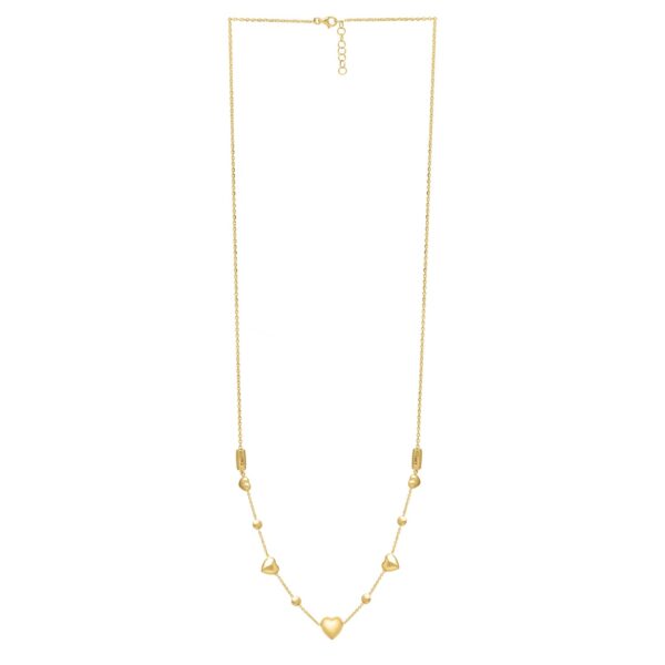 14k Yellow Gold Puff Heart Adjustable Necklace - alternate view 2