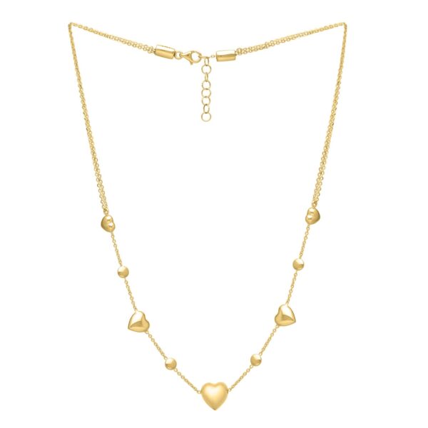 14k Yellow Gold Puff Heart Adjustable Necklace - alternate view 3