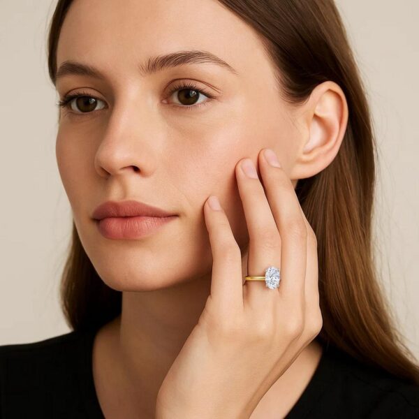 2 Carat Oval Lab Grown IGI G/VS1 Diamond Solitaire Ring in 14K Yellow Gold - alternate view 4