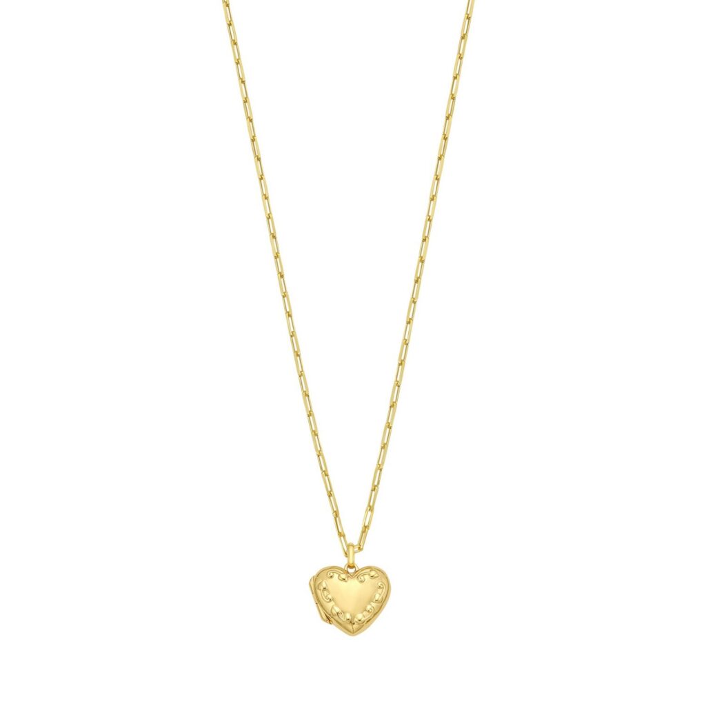 Sterling Silver Gold Plated Heart Locket Necklace