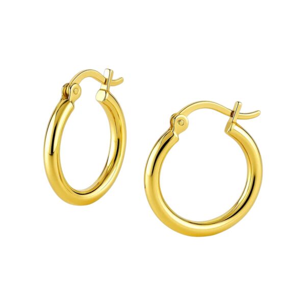 10k Yellow Gold Polished Hoop Earrings (2x15 mm) - alternate view 2