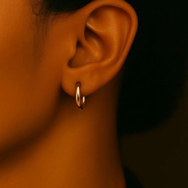 10k Yellow Gold Polished Hoop Earrings (2x15 mm) - alternate view 5