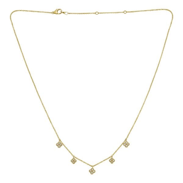 14K Yellow Gold Diamond Flower Necklace