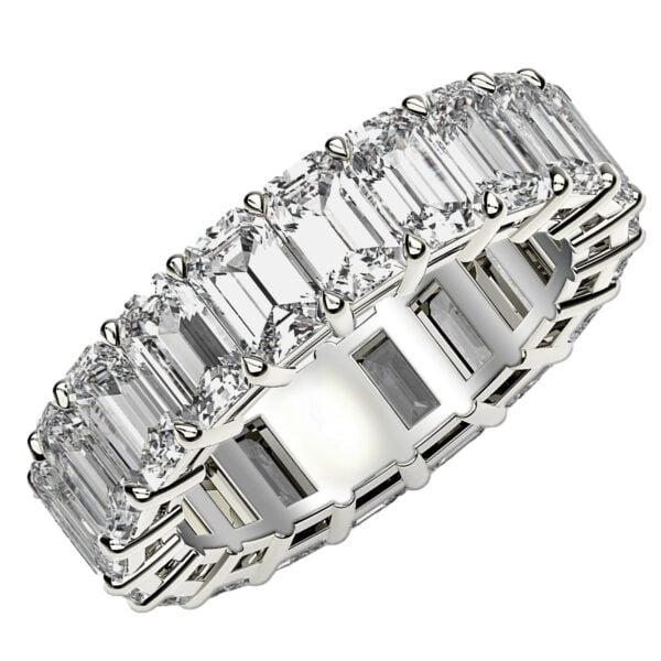 Emerald Cut Lab Grown Diamond Eternity Ring in 14k White Gold (7 cttw FG/VS2) - F-G