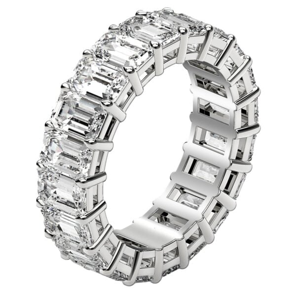 Emerald Cut Lab Grown Diamond Eternity Ring in 14k White Gold (7 cttw FG/VS2) - F-G - alternate view 4