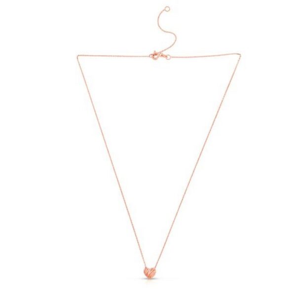 14k Rose Gold High Polish Scribbles Heart Necklace - alternate view 3