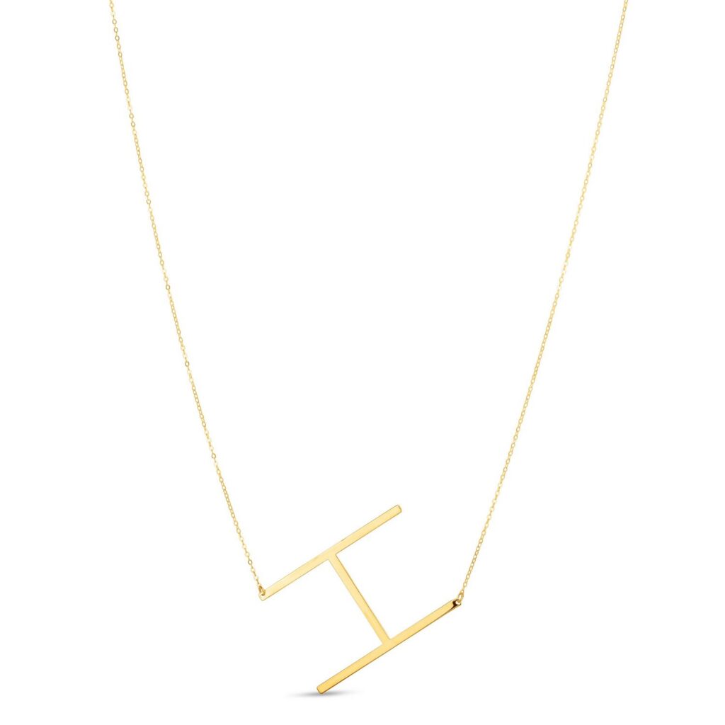 14K Yellow Gold Yours Truly Large Initial H Necklace