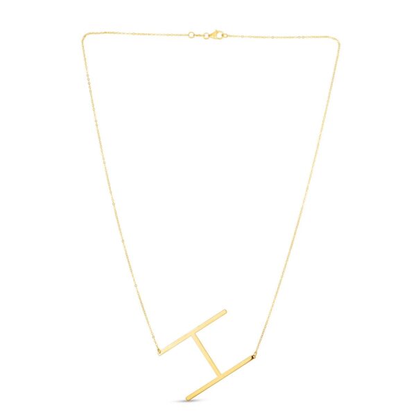 14K Yellow Gold Yours Truly Large Initial H Necklace - alternate view 2