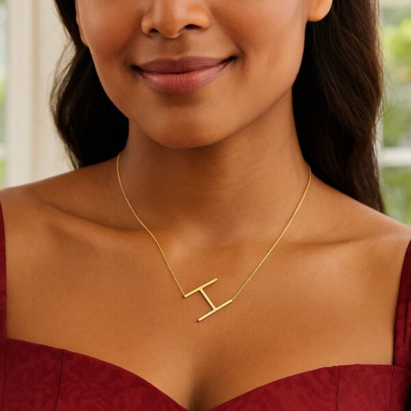 14K Yellow Gold Yours Truly Large Initial H Necklace - alternate view 4