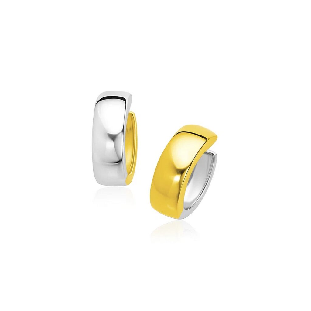 14k Two-Tone Gold Snuggable Style Earrings