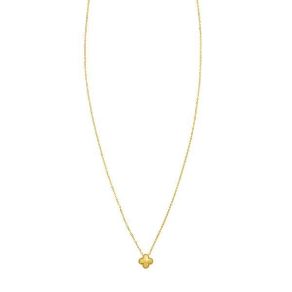 14K Yellow Gold Puffed Mini Clover Pendant Necklace