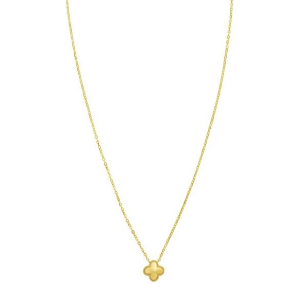 14K Yellow Gold Puffed Mini Clover Pendant Necklace - alternate view 3