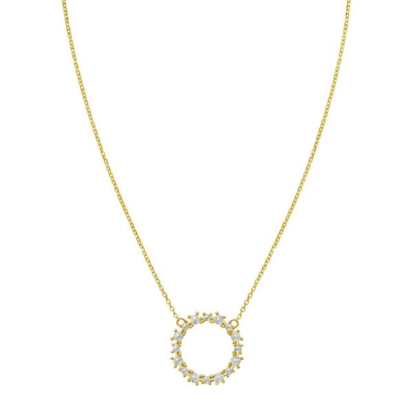 14K Yellow Gold Diamon Oro Circle Necklace - alternate view 2