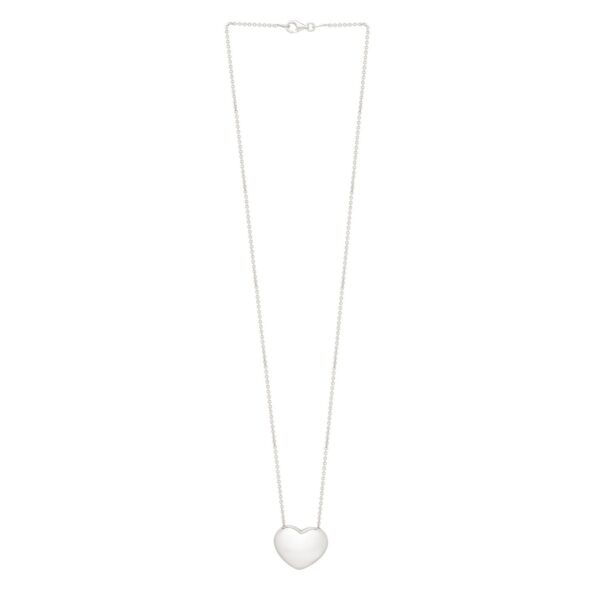 Sterling Silver Rhodium Plated Puffy Heart Necklace - alternate view 2