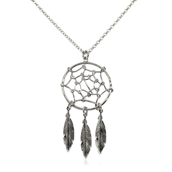 Sterling Silver 17 inch Necklace with Dream Catcher Pendant - alternate view 2