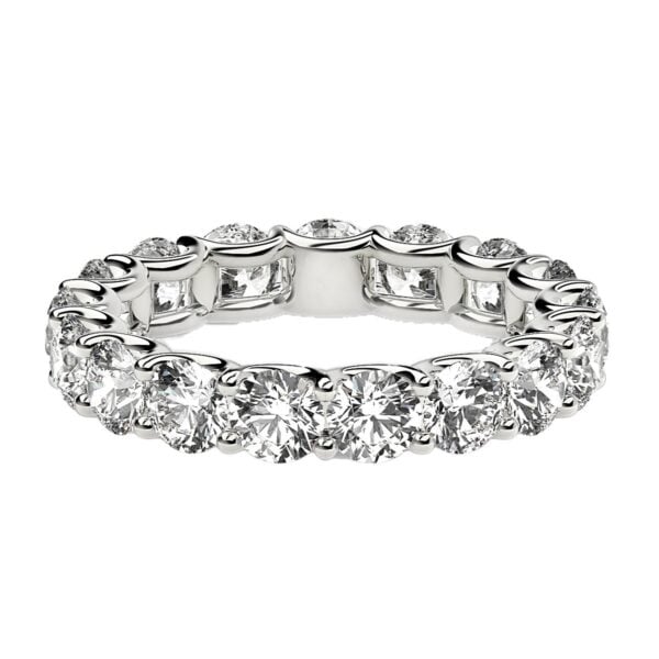 Round Cut Lab Grown Diamond Eternity Ring in 14k White Gold (3 cttw FG/VS2) - F-G - alternate view 2