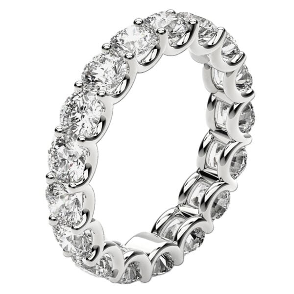 Round Cut Lab Grown Diamond Eternity Ring in 14k White Gold (3 cttw FG/VS2) - F-G - alternate view 4