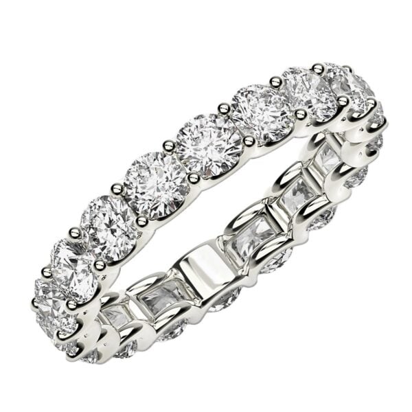 Round Cut Lab Grown Diamond Eternity Ring in 14k White Gold (2 cttw FG/VS2) - F-G