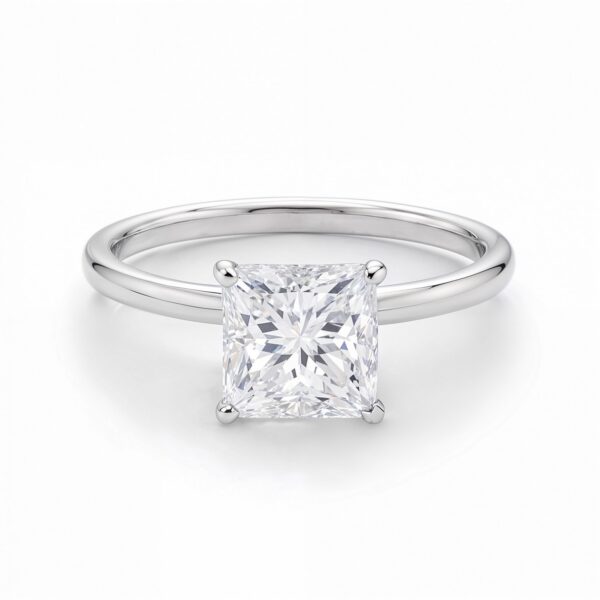 1.50Ct Princess Lab Grown IGI G/VS1 Diamond Ring in 10K White Gold - alternate view 3