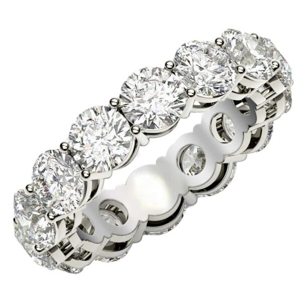 Round Cut Lab Grown Diamond Eternity Ring in 14k White Gold (6 cttw FG/VS2) - F-G