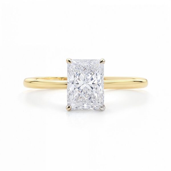 2 Carat Radiant Lab Grown IGI G/VS1 Diamond Solitaire Ring in 14K Yellow Gold - alternate view 3