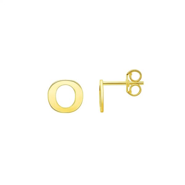 14K Yellow Gold Yours Truly Initial O Stud Earrings