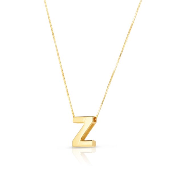 14K Yellow Gold Yours Truly Block Letter Initial Z Necklace