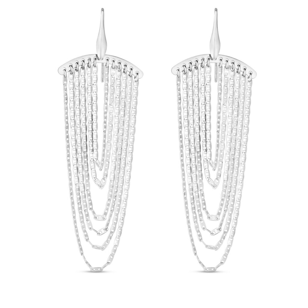 Sterling Silver Multi Strand Chain Drop Chandelier Earrings