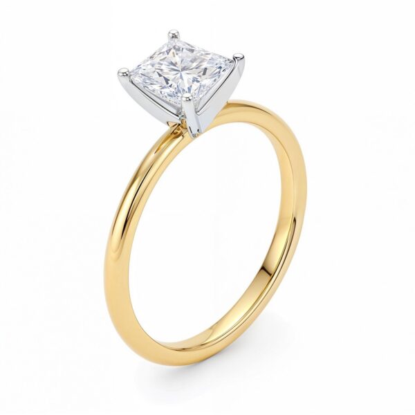 1 Carat Princess Lab Grown IGI G/VS1 Diamond Solitaire Ring in 14K Yellow Gold - alternate view 2