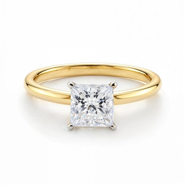 1 Carat Princess Lab Grown IGI G/VS1 Diamond Solitaire Ring in 14K Yellow Gold - alternate view 3