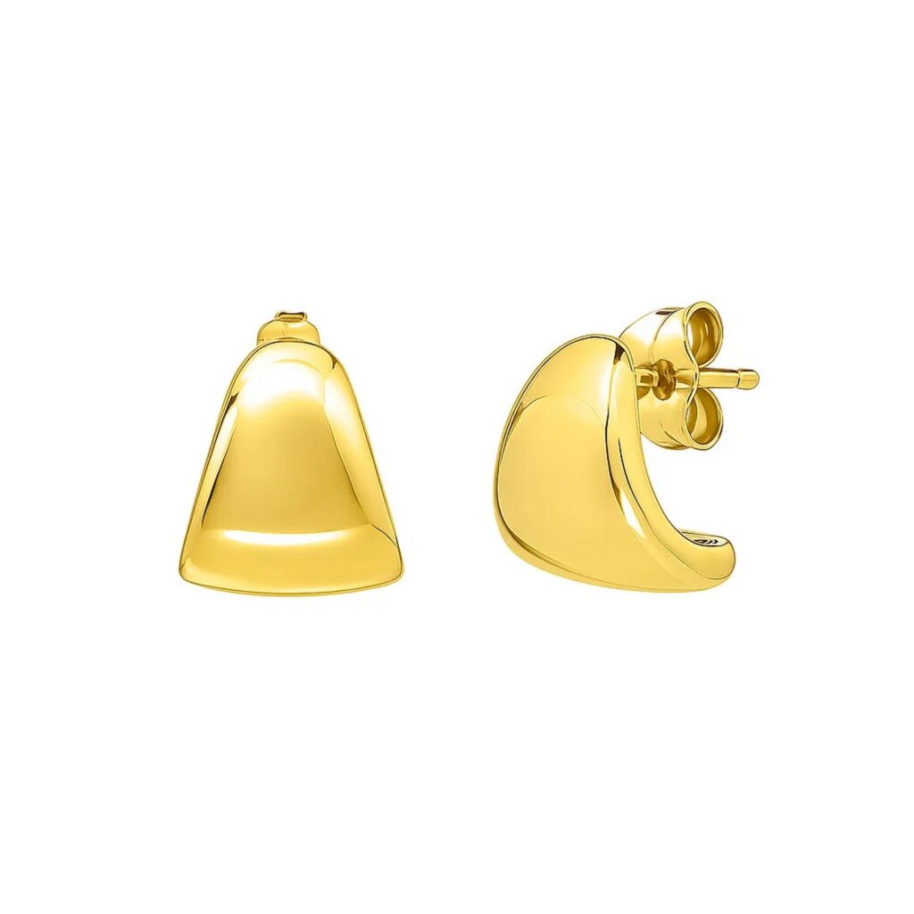 Puffed Up Graduated Hoop Earrings in 14K Yellow Gold