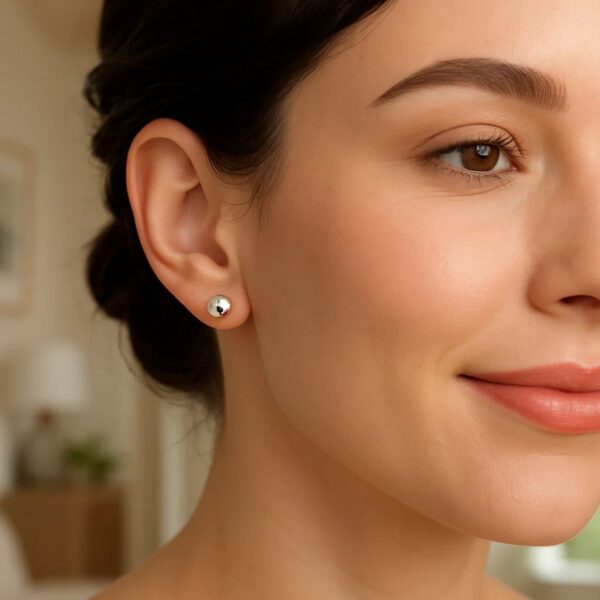 Sterling Silver Ball Stud Earrings (7.00 mm) - alternate view 3