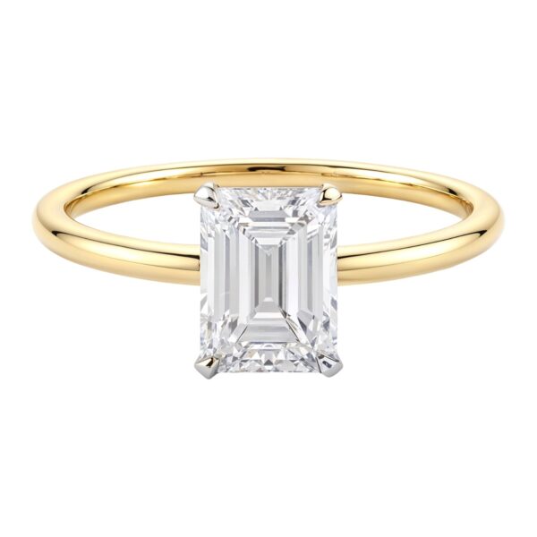 1.50Ct Emerald Lab Grown IGI G/VS1 Diamond Ring in 10K Yellow Gold - alternate view 3