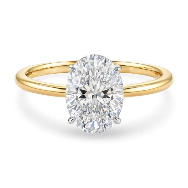 2 Carat Oval Lab Grown IGI G/VS1 Diamond Solitaire Ring in 10K Yellow Gold - alternate view 2