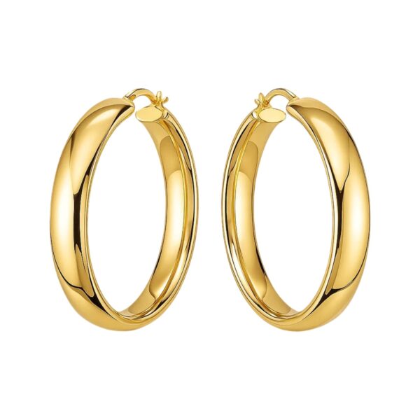 14k Yellow Gold Wedding Band Hoops (7x35mm) - alternate view 2