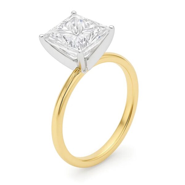 5 Carat Princess Lab Grown IGI G/VS1 Diamond Solitaire Ring in 14K Yellow Gold - alternate view 2