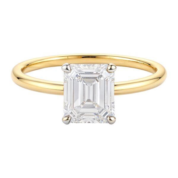 1 Carat Emerald Lab Grown IGI G/VS1 Diamond Solitaire Ring in 10K Yellow Gold - alternate view 3